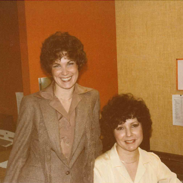 Linda Durr stands with her former colleague Shirley Nusbaum at their office in 1980.