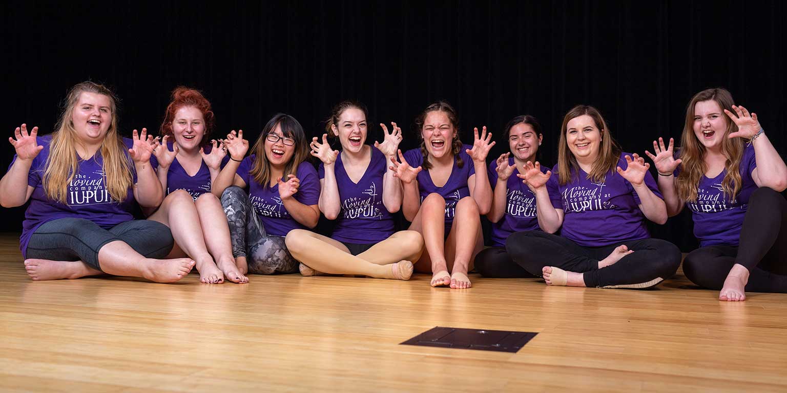 Meghan and members of the Moving Company do the jags roar before rehearsal.