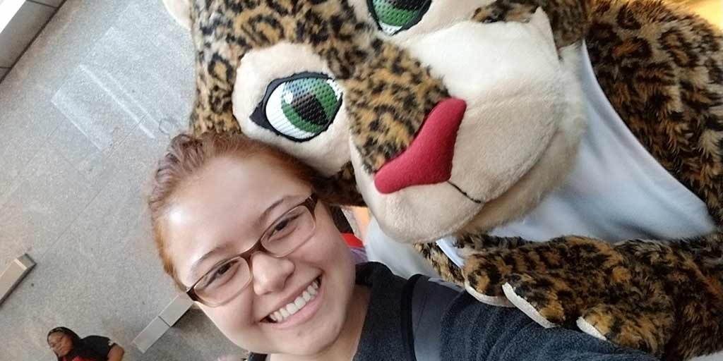 Desiree Martinez and Jazzy the Jaguar